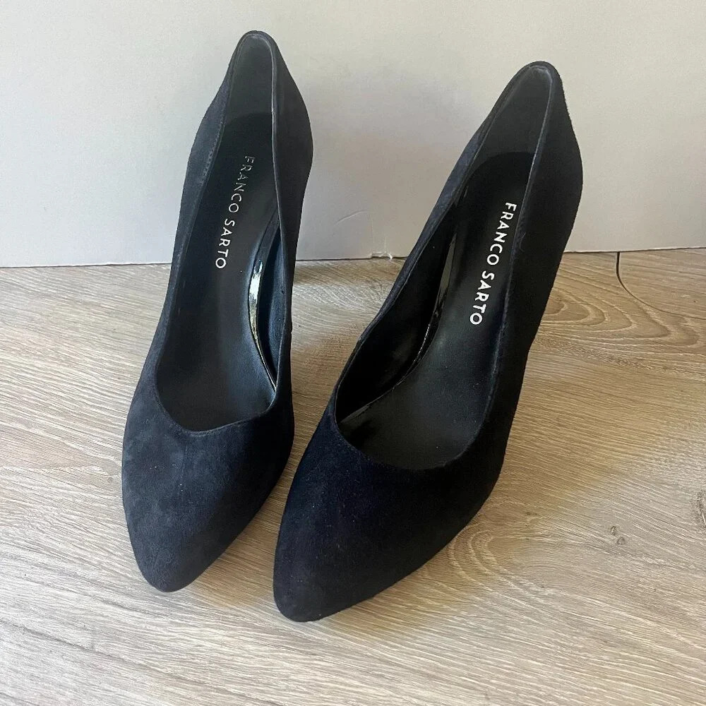 Franco Sarto Black Suede Stiletto Heels Size 6.5